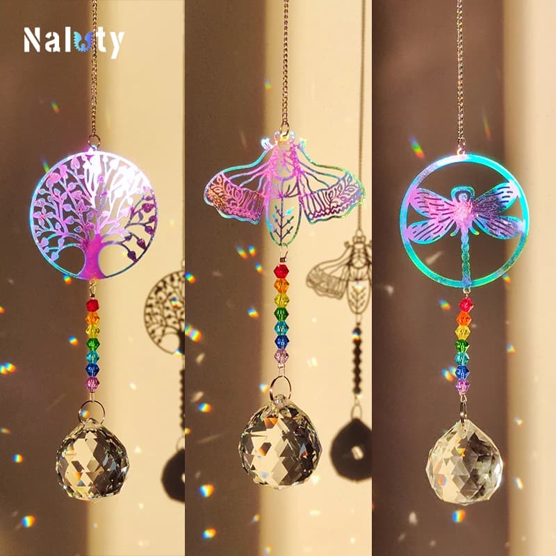 Crystal Pendant Garden Sunshine Catcher Wind Chime Crystal Chain Rainbow Home Window Colorful Art Decoration