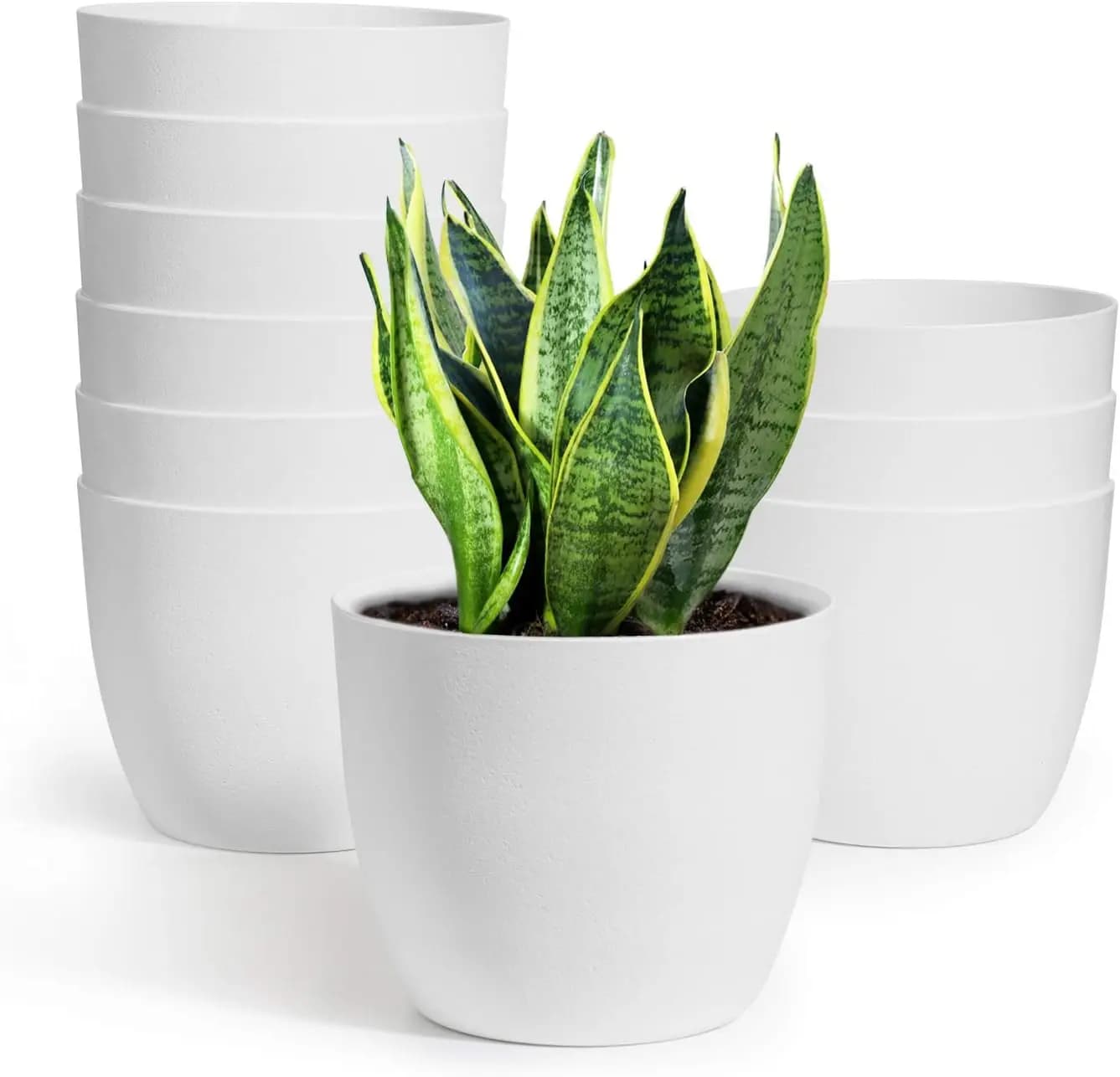 Set of 10 Auto-irrigating Vases, 15 cm Modern White for Interior and Exterior, Planter for All Plants