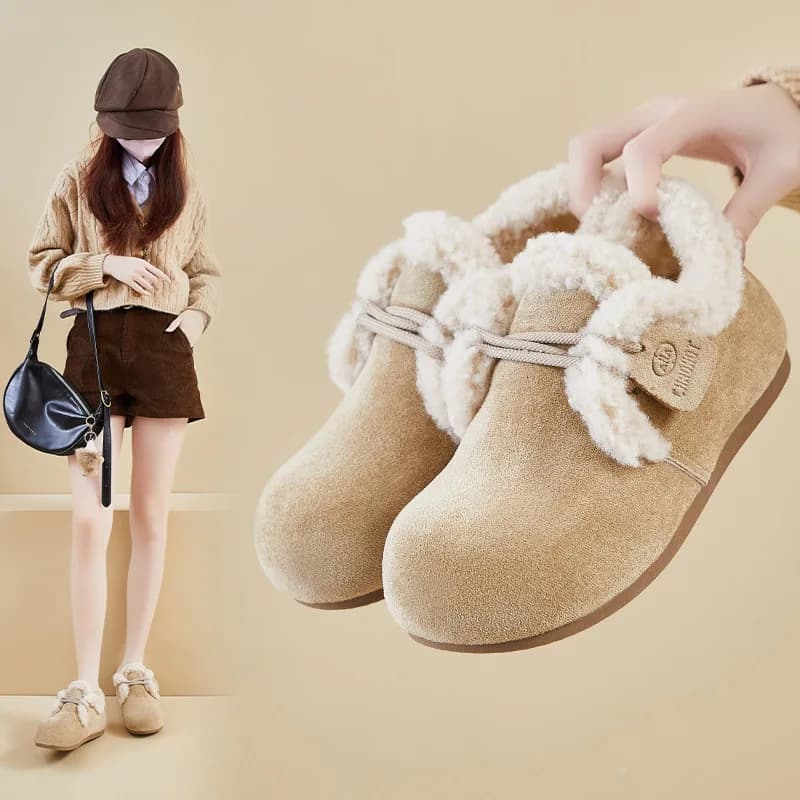 Scarpe in cotone resistenti al freddo in pile invernale per adolescenti e ragazze, design interno caldo e casual che aumenta l'altezza