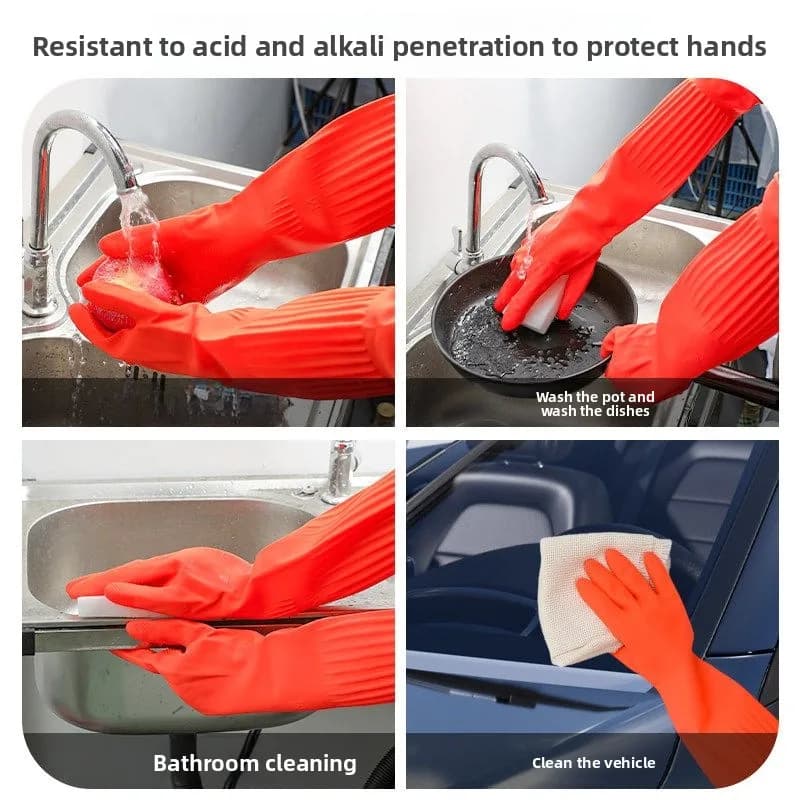 Guanti in gomma ispessita impermeabili per lavare i piatti e le lavori domestici, guanti in lattice resistenti per donne, strumenti per la pulizia della casa