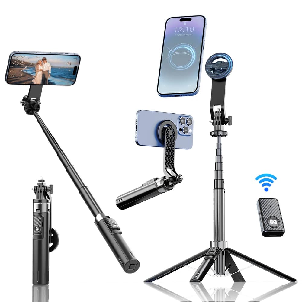 Desiontal Asta Magnetica per Selfie, Supporto da Viaggio Estensibile per Telefono, Treppiede da Pavimento Adatto per Streaming Live