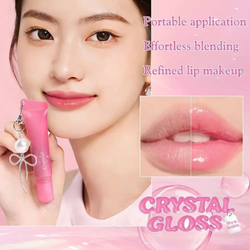 New Lucidalabbra Hydrating Effect Mirror with Keychain, Gloss Lip Long-Term Hydrating Lip
