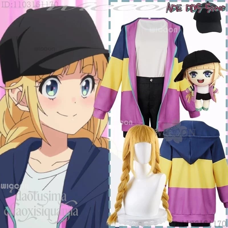Anime Adulti Ya Boy Kongming! Cosplay Tsukimi Eiko costumi sexy Y2k Cappello con cappuccio colorato Accessori neri