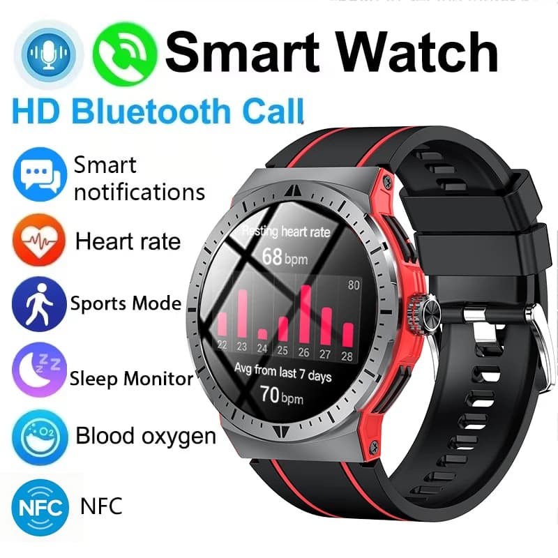 GEJIAN NFC Smart Watch Blood Pressure Heart Rate Monitor Bluetooth AI Voice Assistant IP68 GPS Trajectory Smartwatch
