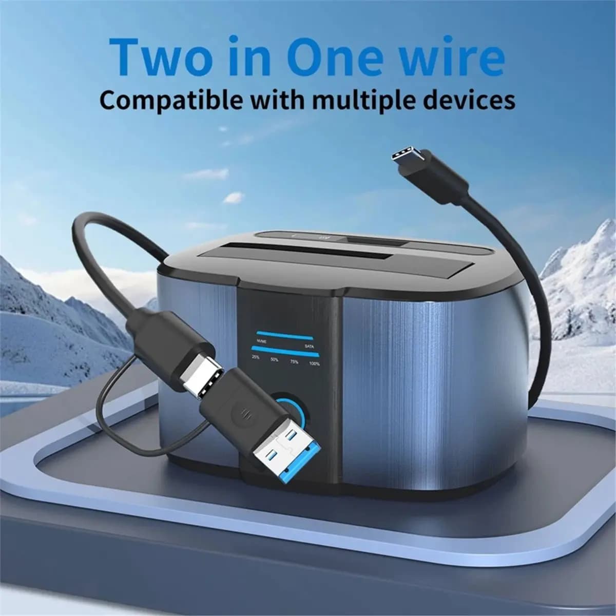 L70A M.2 SATA NVMe 2.5/3.5 Inch SSD HDD Dual Bay Hard Drive Dock USB3.0 Offline Clone Duplicator External Storage EU Plug