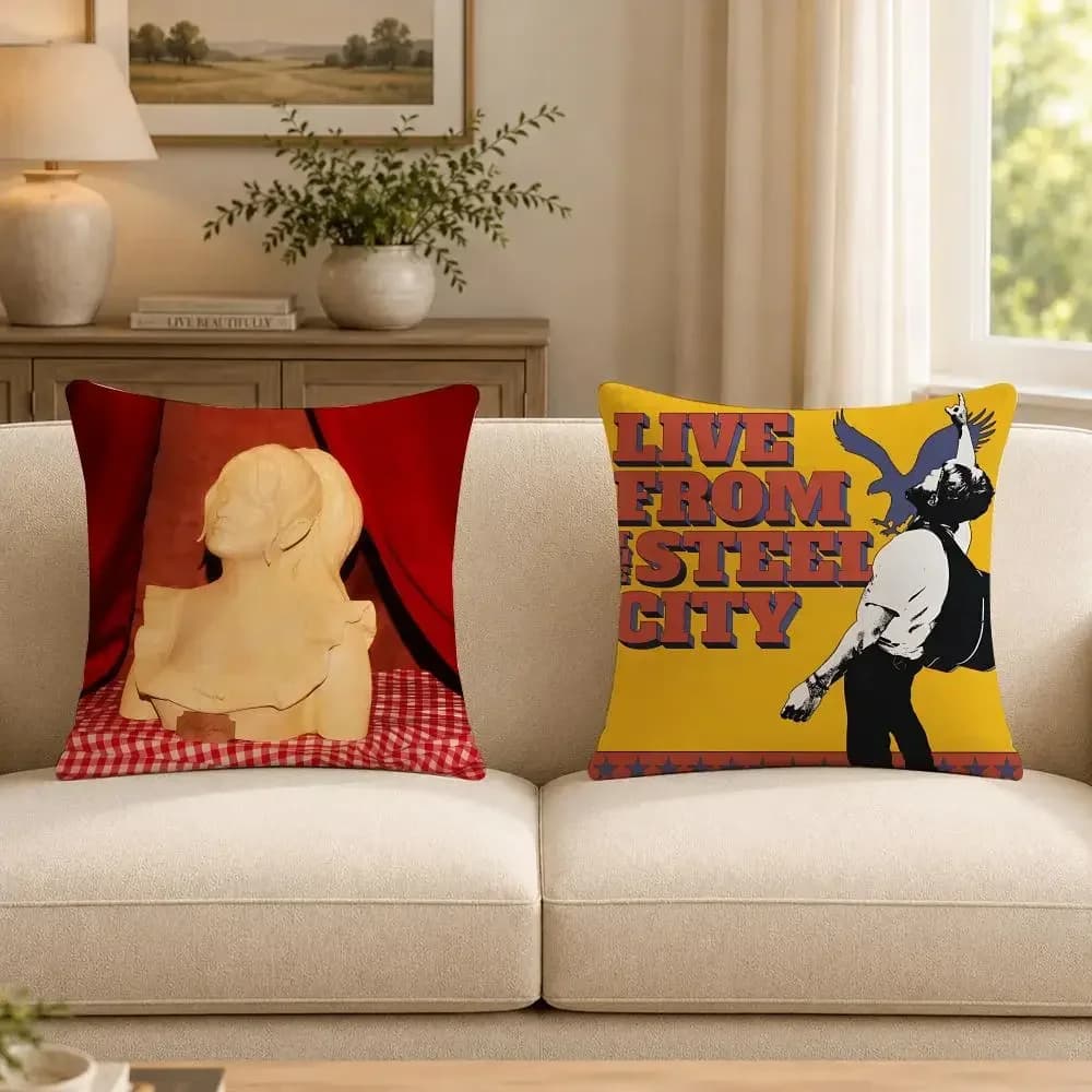 CountrySinger C-Charles W-Wesley Godwin Cushion Cover Soft Short Plush Decorative Pillow Cover for Sofa Bedroom Double-Sided