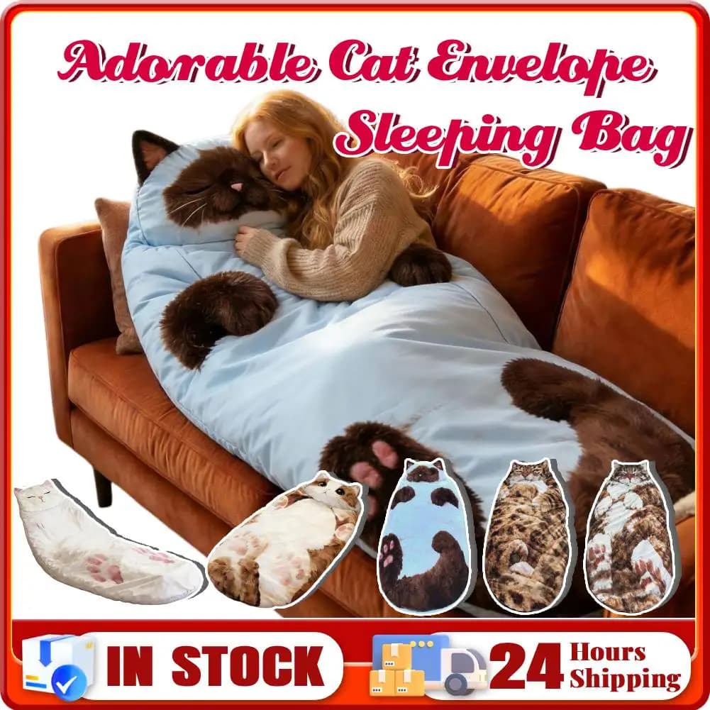 Sacco a Pelo a Forma di Gatto in Peluche 68.9x31.5 Inches, Oversize Pelo bags in Gatto for Adults, Camping, Bed & Breakfast