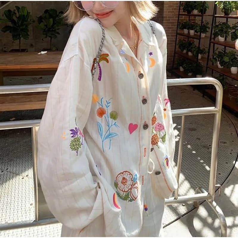 Complete Summer Woman 2026 New Top Embroidered Cotton and Hemp Cardigan Woman Solar Protection