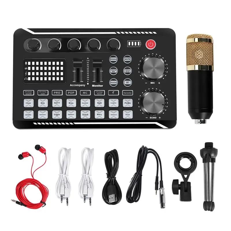 F998 Sound Card Kit,BM-800 Microphone Kit,With Live Sound Card,Audio Mixer Condenser PC Gaming Mic,For Streaming/Games Highly Re