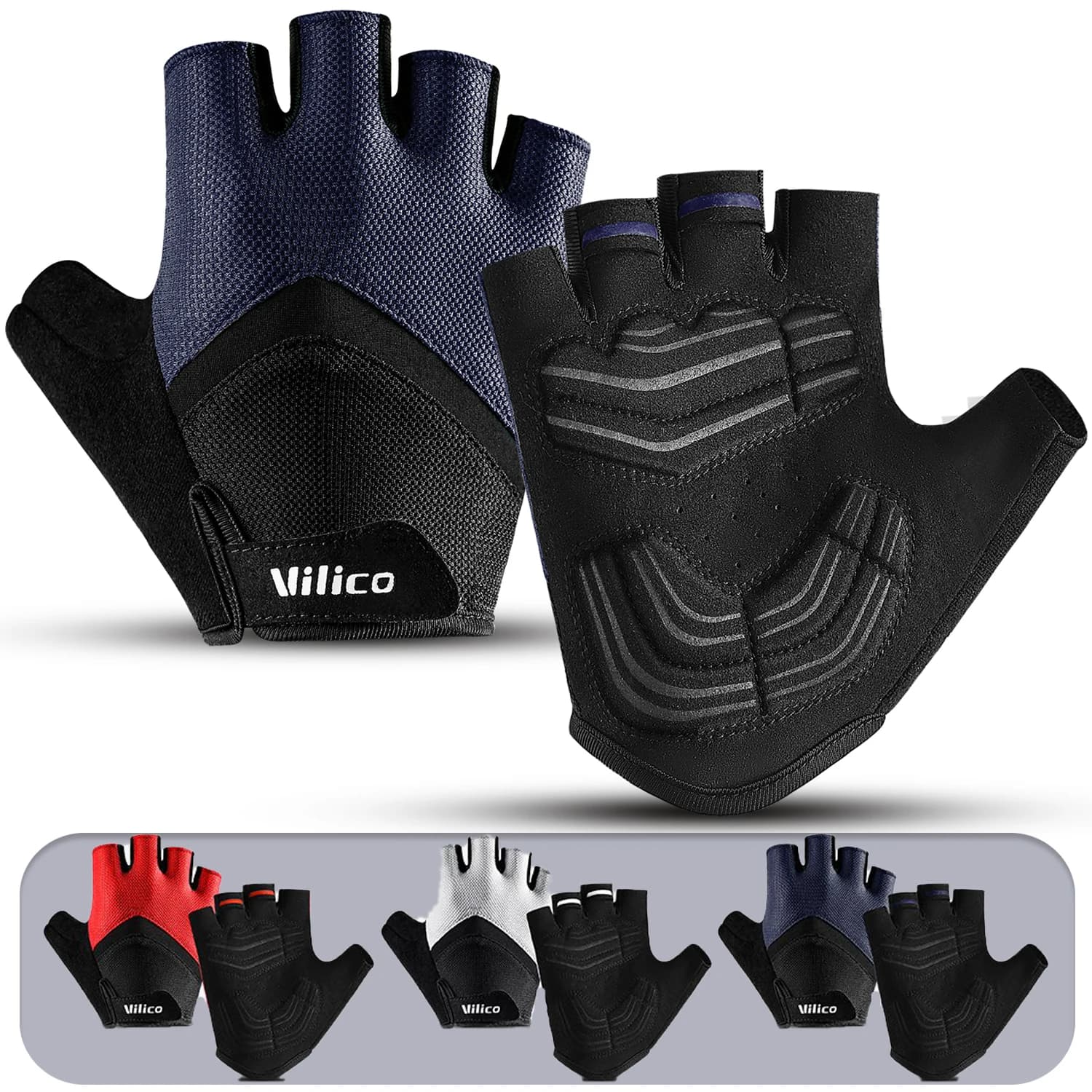 Anti-slip cycling gloves and riding cushions, ultra thick, wear-resistant, breathable, racing, fitness, with short finger