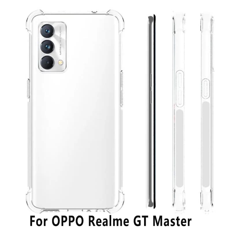 Realme GT Master RMX3363 RMX3360 Custodia con cuscino d'aria antiurto Airbag Custodia con cover posteriore in silicone TPU trasparente per Realme GT Master 5G