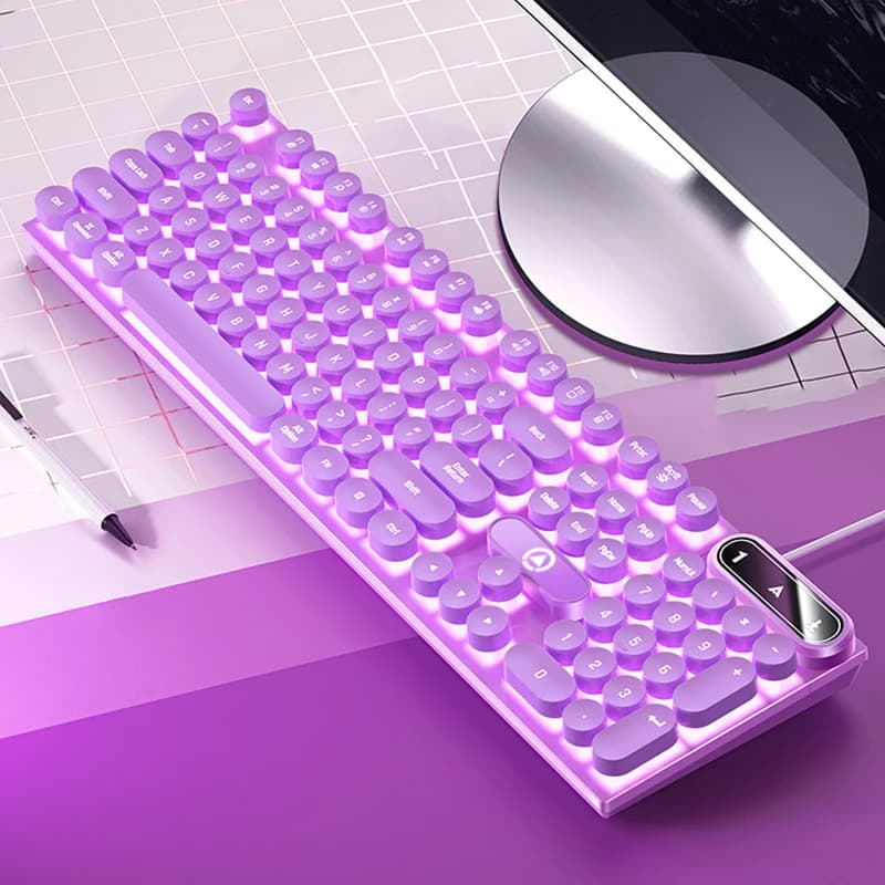 Tastiera da gioco USB cablata con retroilluminazione, tastiera da gioco a 104 tasti per computer/laptop/PC, design ergonomico, accessorio da gioco per ufficio