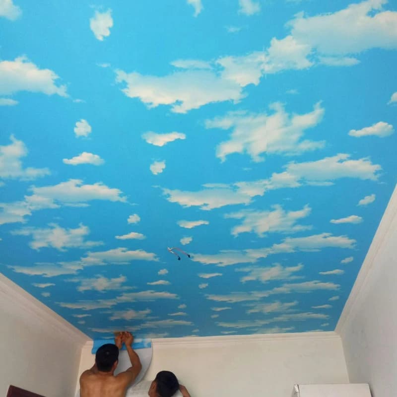 Carta da parati autoadesiva tridimensionale 3D cielo blu e nuvole bianche camera da letto soggiorno bagno soffitto adesivo impermeabile