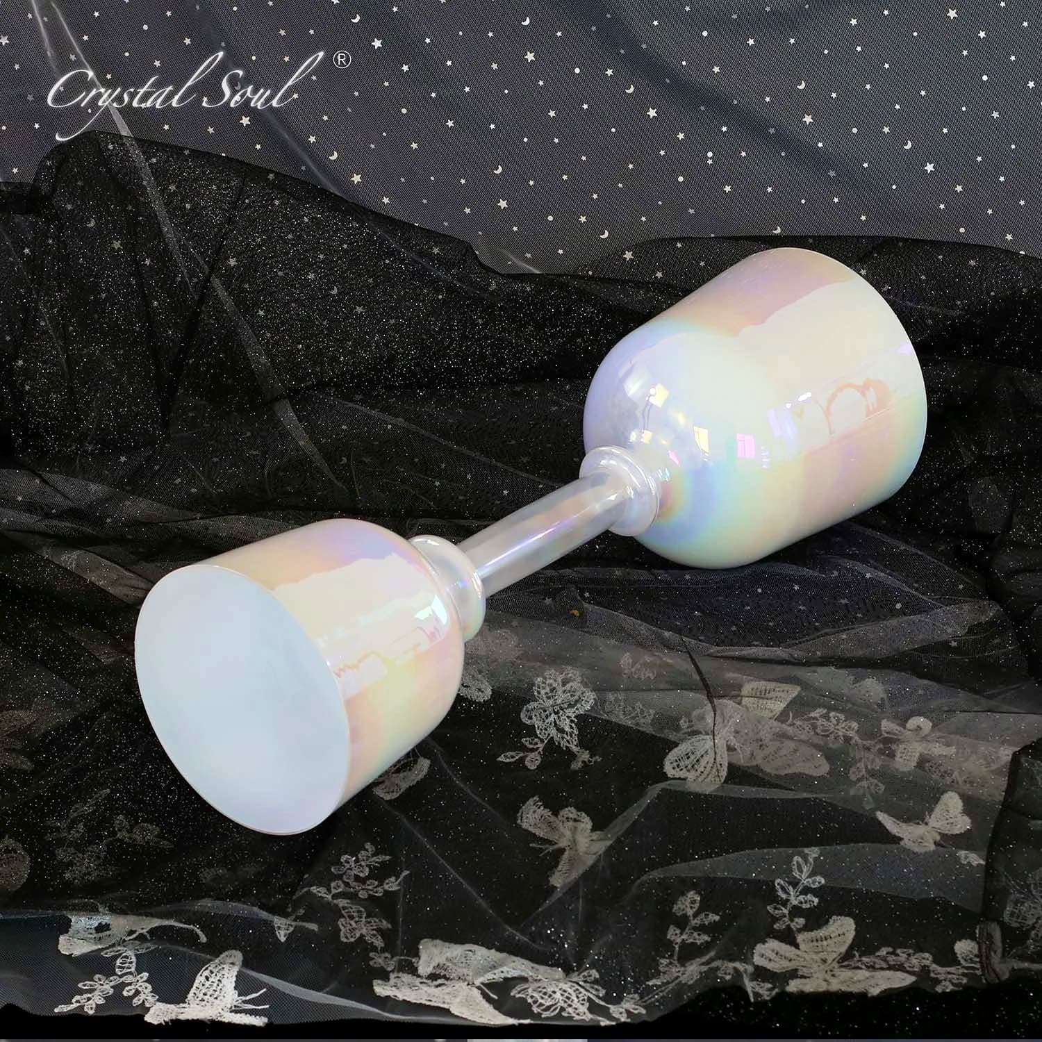 CrystalSoul 432Hz Clear Double Headed Cosmic Light Crystal Hand-held Singing Bowls