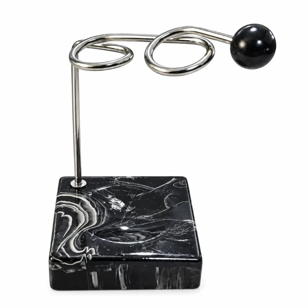 Modern Style Resin Base Toothbrush Holder Dual Slot Metal Ring Bath Rack Ball Decor Marble Print Sink Organizer For Bath Counter