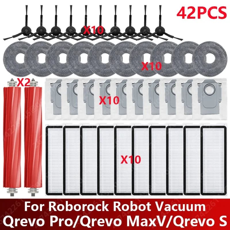 For Roborock Qrevo S, Qrevo Pro, Qrevo MaxV, Qrevo Plus Vacuum Parts Main Roller Side Brush Filter Mop Pad Cloth Dust Bag