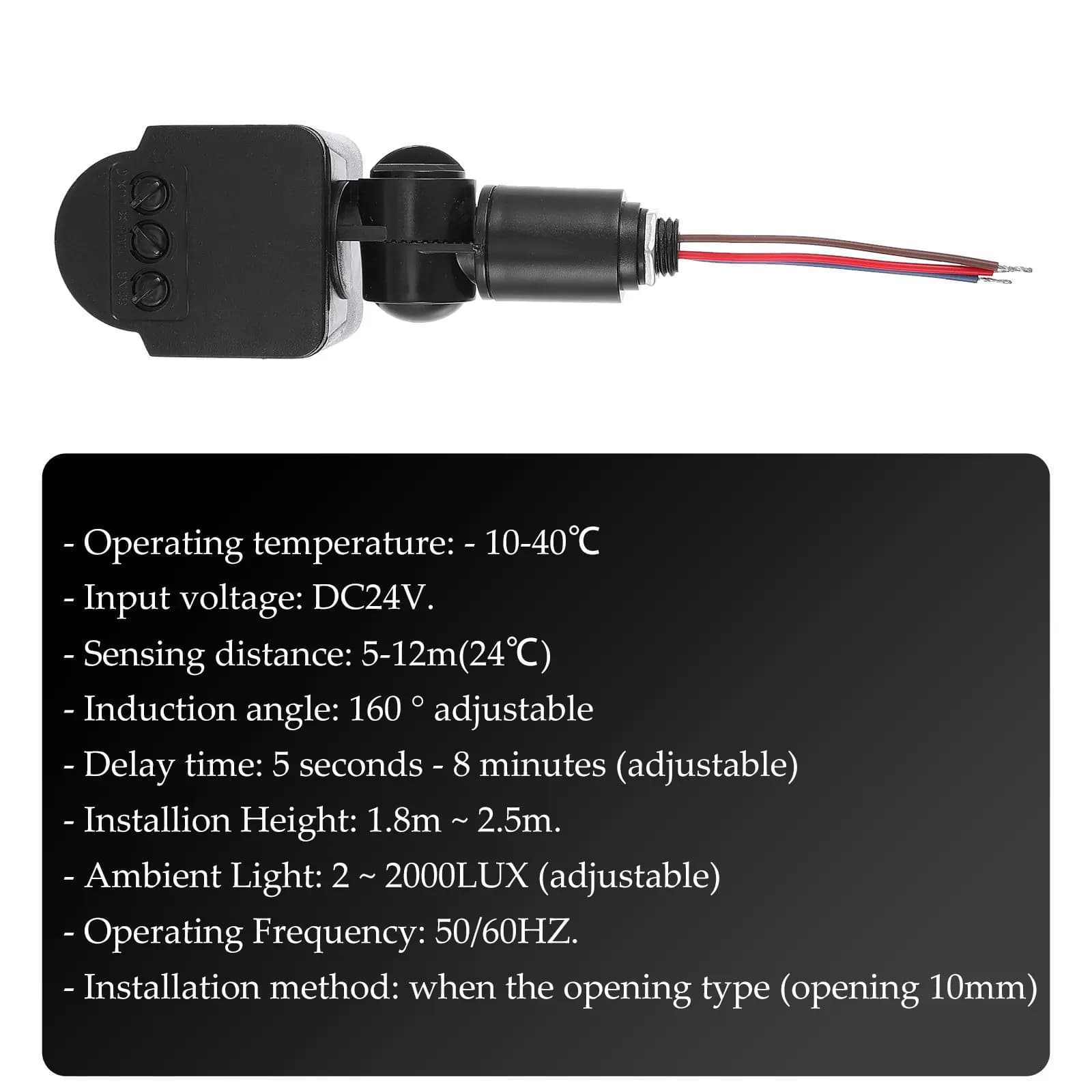 Wall Light Smart Sensor Infrared Motion Human Body Activated 5-11 Meter Range Flexible Delay 5S to 8Min Floodlight