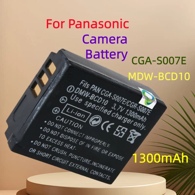 Lithium battery 1300mAh CGA-S007E CGR-S007E DMW-BCD10 or Camera charger Panasonic Lumix DMC TZ2 TZ3 TZ4 TZ5 TZ50 TZ15