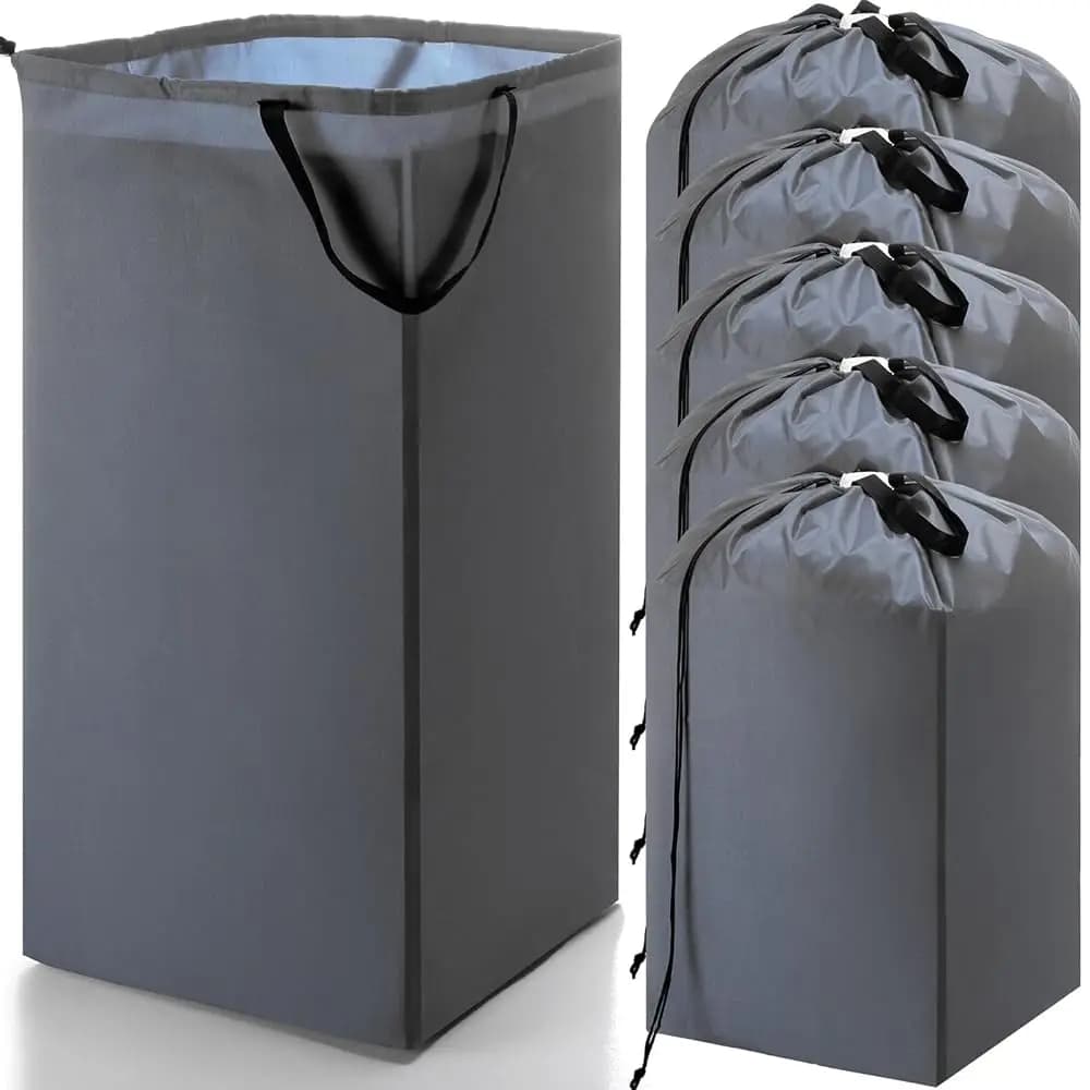 Borsa per biancheria da viaggio da 5 pezzi con manici e coulisse, grande borsa per biancheria in nylon 27. 5 x 34. Cesto per biancheria sporca lavabile da 5''