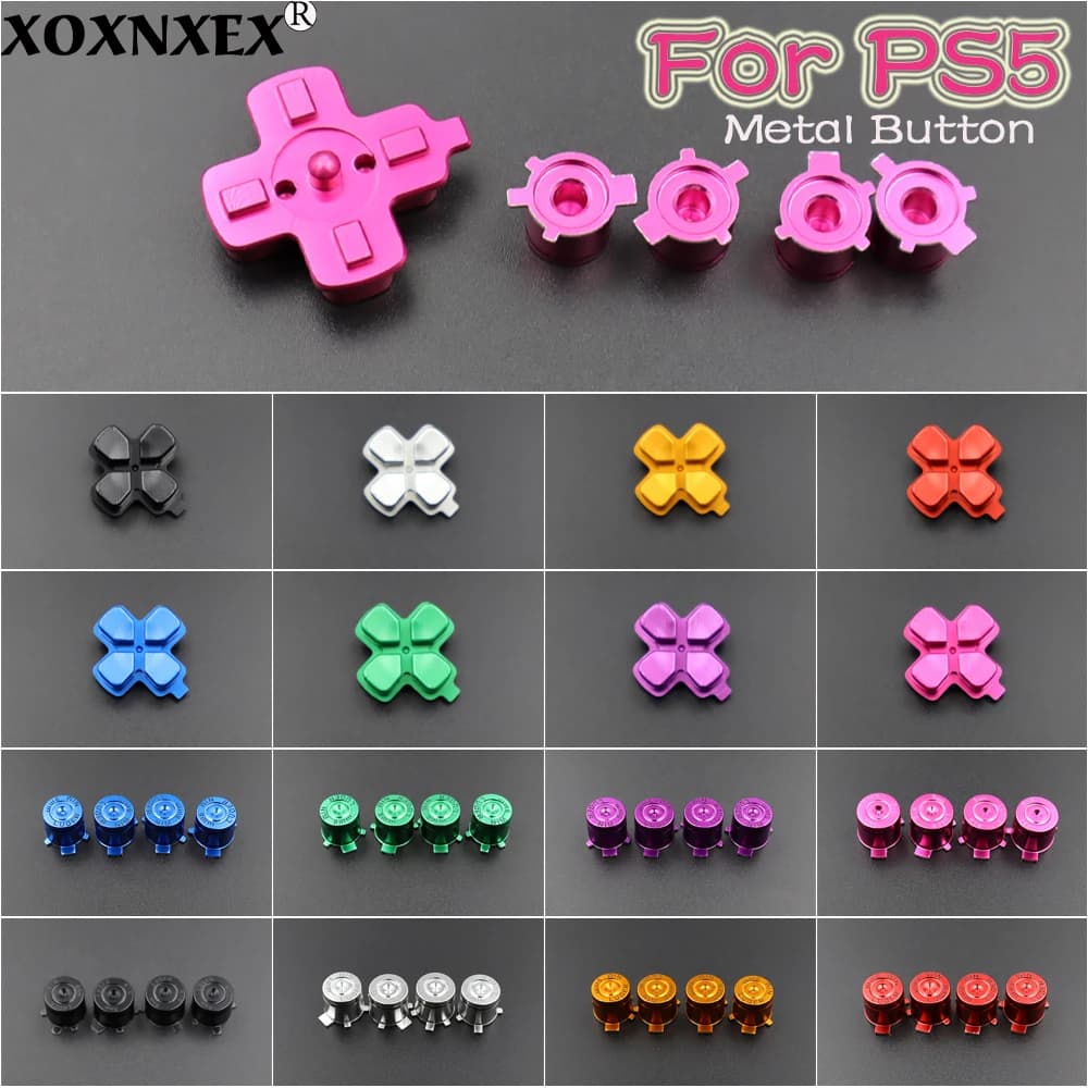 1 Pezzo/Set Pulsanti in Metallo Alluminio per Controller PS5, Pulsanti Funzione in Alluminio, Pulsanti Direzionali D-pad, Tasti ABXY, Accessori