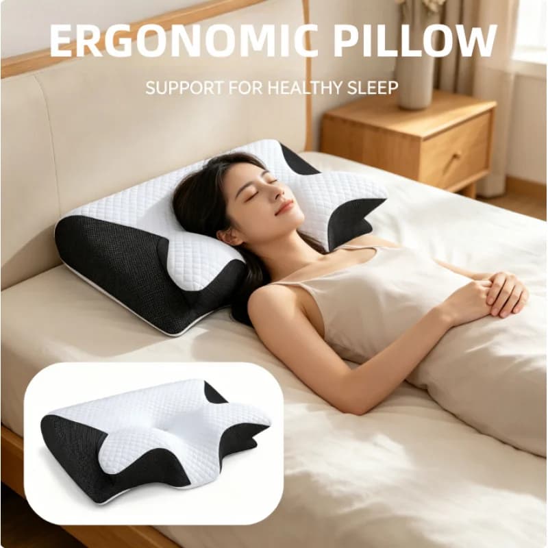 Cuscino a Farfalla in Memory Foam a Lento Ritorno, Supporto Ergonomico Cervicale per il Collo, Cuscino Ortopedico per Dormire