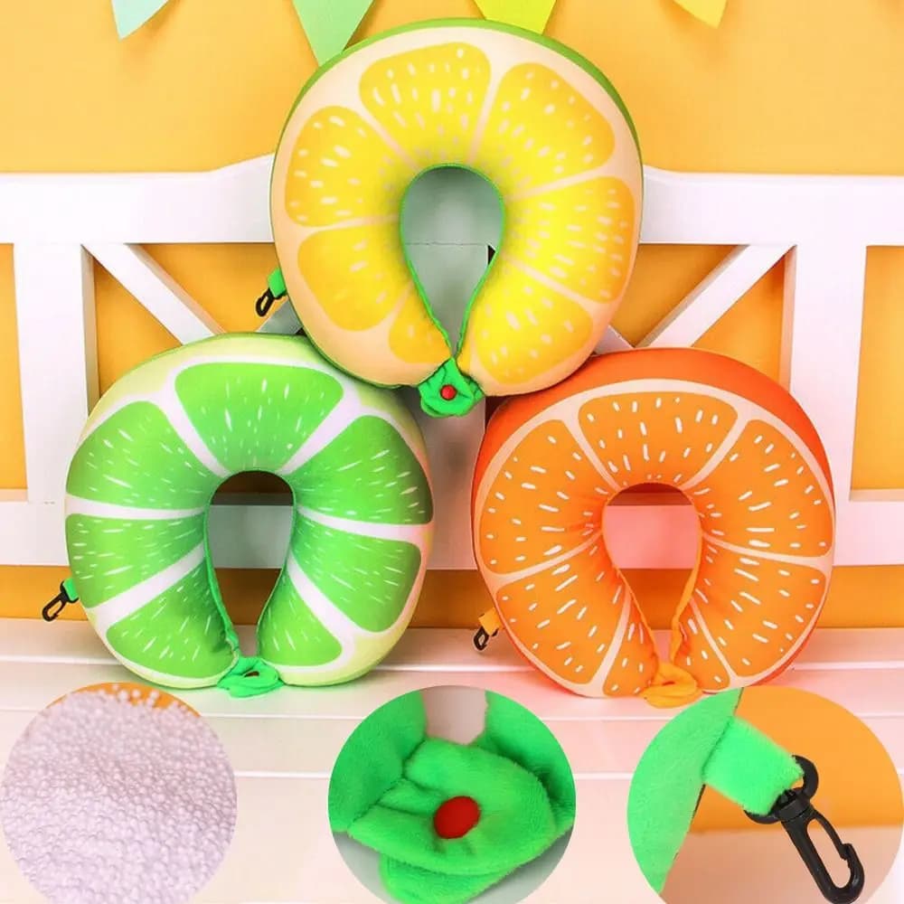 Cuscino da viaggio a forma di U Cuscino Supporto per microperline Cuscino per il collo della frutta Cartone animato Morbido Memoria da viaggio Cuscino morbido Regalo per bambini per adulti