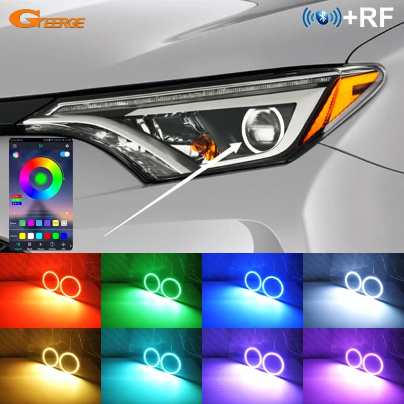 Per Toyota Rav 4 Rav4 IV 2016 2017 2018 Luce diurna App Bluetooth Multi-Color Ultra Luminoso RGB Led Angel Eyes Kit Halo Anelli
