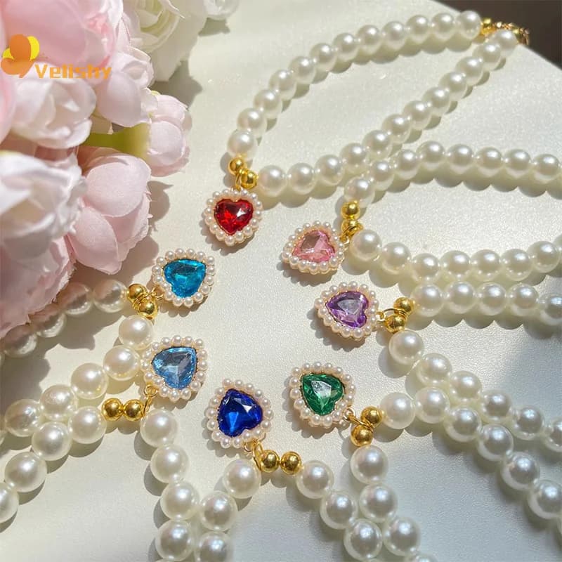Collare con perle in stile principessa per cani e gatti - Grazioso accessorio gioiello per cuccioli, gattini, chihuahua, regalo perfetto per il matrimonio