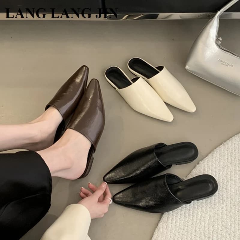 Designer 2025 Primavera Punta a punta Pantofole da donna Pantofole da donna Slip On Scarpe da donna Mocassini casual Appartamenti Sandali con tacco Mujer