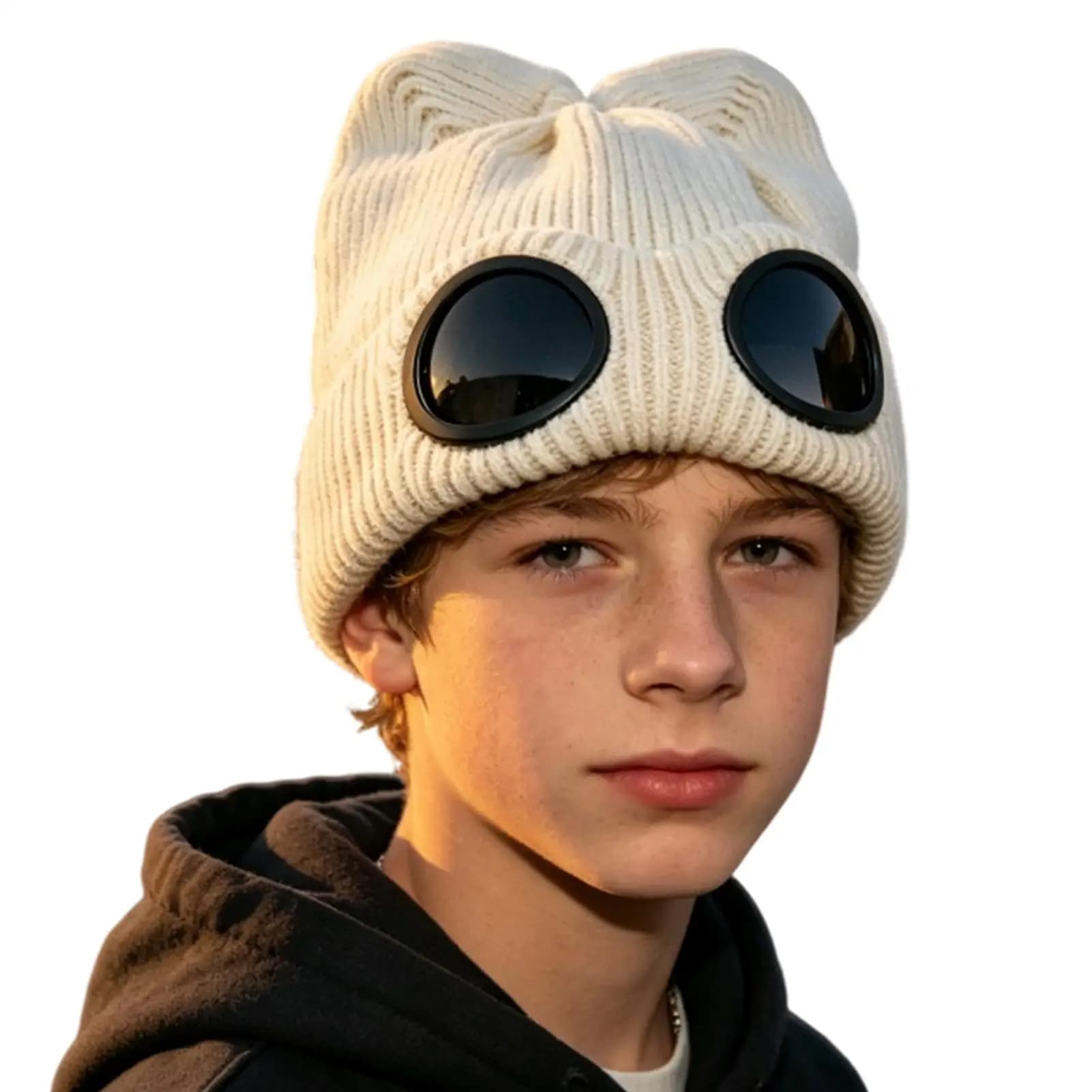 Beanie With Goggles Unisex Windproof Warm Winter Ski Cycling Outdoor Hat Goggle Hat For Men Women Ski Cycling Baseball Vacation