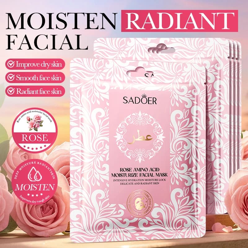 5Pcs Vitamin C Facial Mask SADOER Moisturizing Hydrating Sheet Mask Anti Aging Brightening Face Mask Sheets Natural Skin Care
