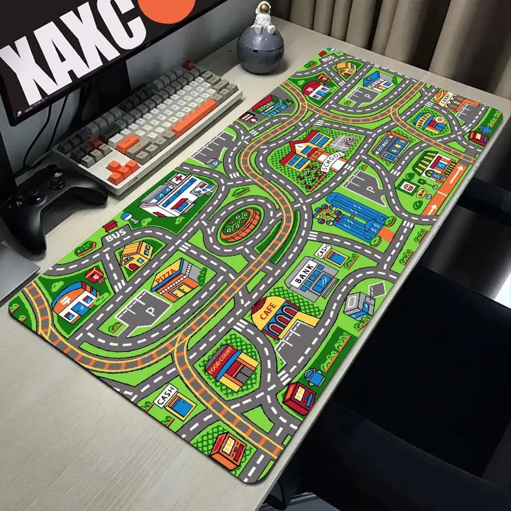 Accessori per l'installazione di giochi per Pc City Road Cartoon Mouse Pad tappetino da scrivania grande tappetino per Mouse Gamer 900x400 tappetini per Computer ufficio Xxl