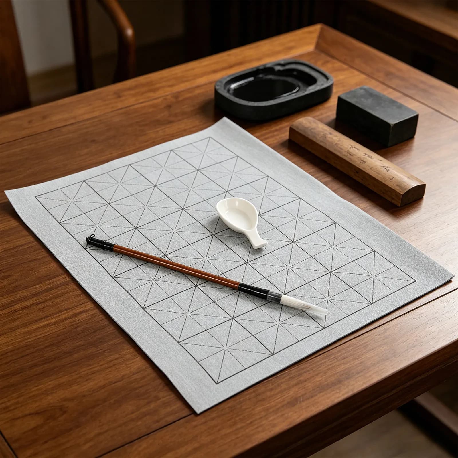 1Set No Ink Chinese Calligraphy Set Reusable Water Writing Cloth Brushes Ink Dish for Beginners Students Water Drawing Mat Clean