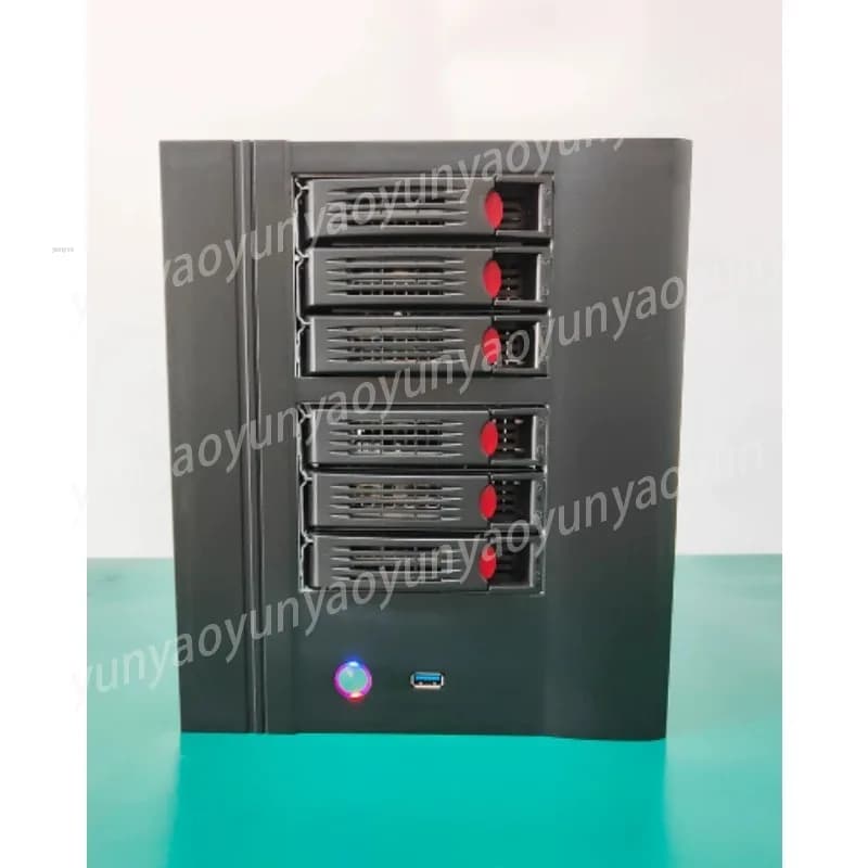 6 Bay Hot Swap ITX NAS Storage Chassis Fit 17x17 Mainboard Home Mini File Server