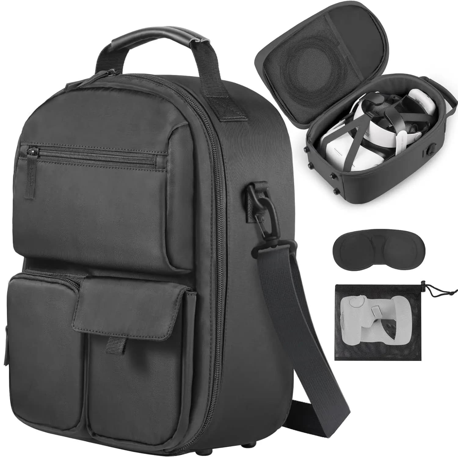 Hard travel case for VR viewers, compatible with Meta Quest 3/2/Pro and Touch controller accessories