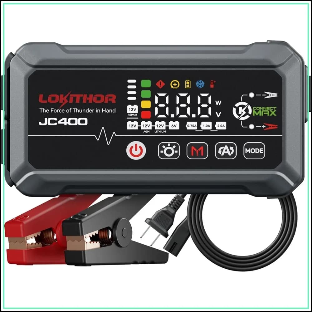 2500A 12V Car Jump Starter & Battery Charger, 9-in-1, 8.5L Gas/6.5L Diesel, 0.75A/1A/2A, Battery Maintainer & Desulfator