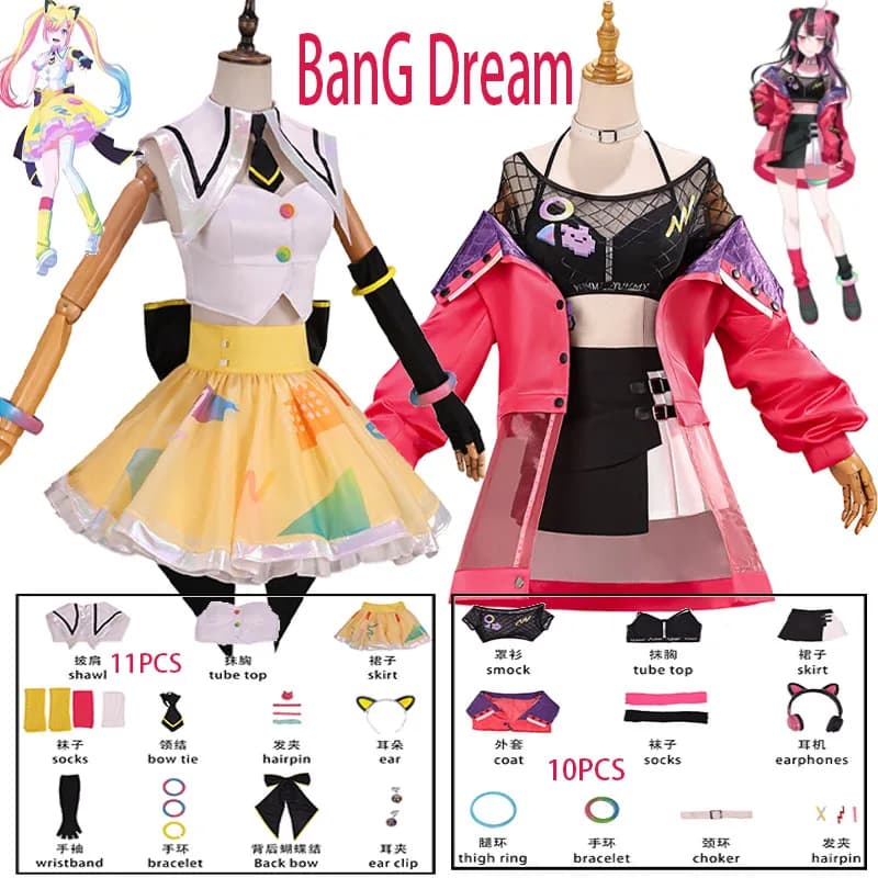 WHH Anime BanG Sengoku Yuno // ‌Nakamachi Arale Cosplay Costume Outfit Women Halloween Party Performance Roleplay Full Set