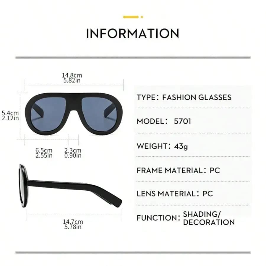 Oversized Fashion Sunglasses Unisex Stylish Streetwear Shade For Daily Wear Commute Gift