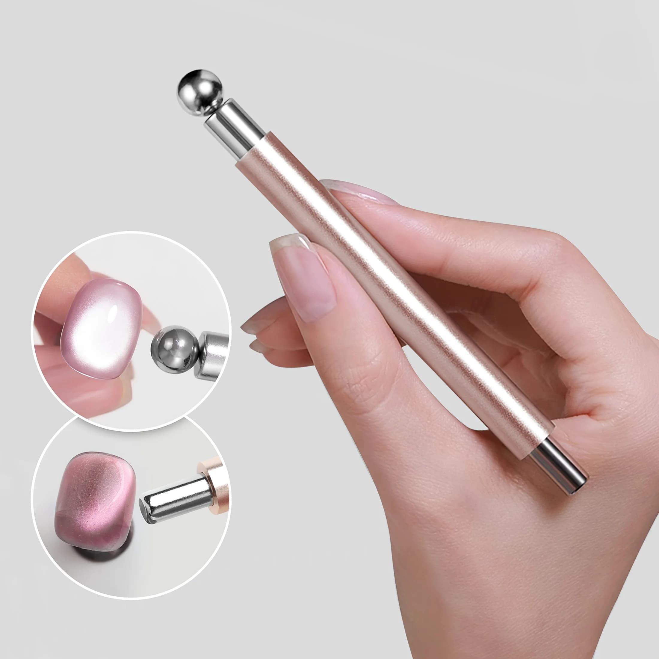 Penna e pennello per nail art a doppia testa, strumento per effetto cat eye 3D con punta a sfera in acciaio, magnete inodore, design istantaneo senza sbavature