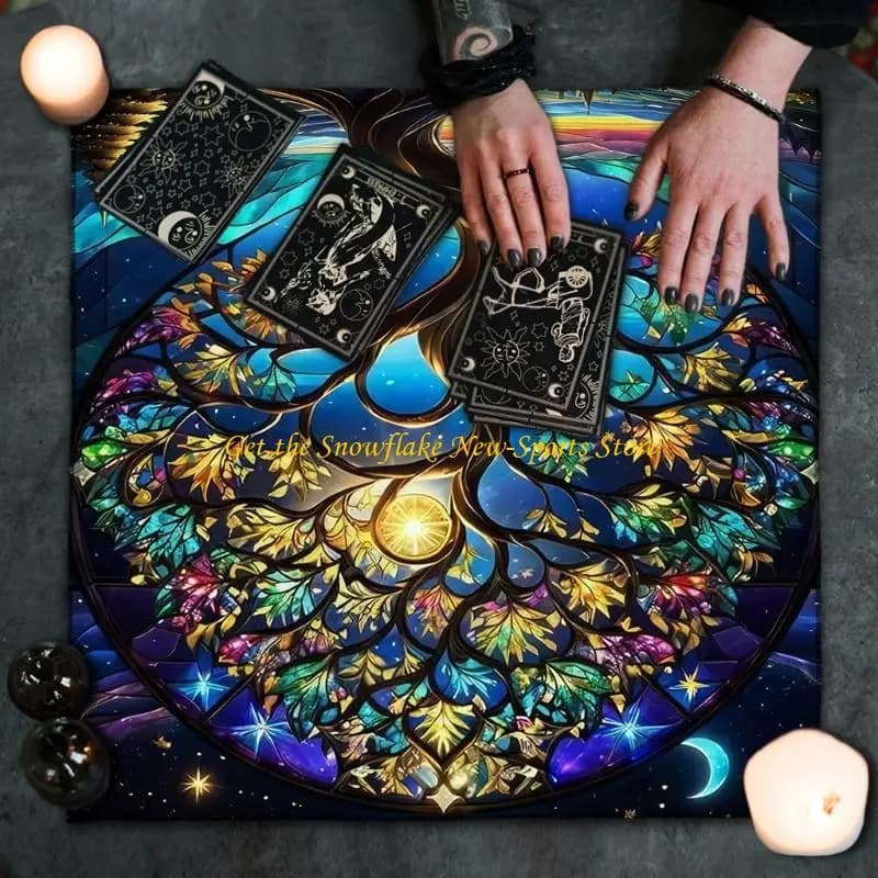 E56D Square Altar Decorations Tablecloth Witchcraft Divination Altar Table Cloth Multifunctional Tarots Card Table Cover