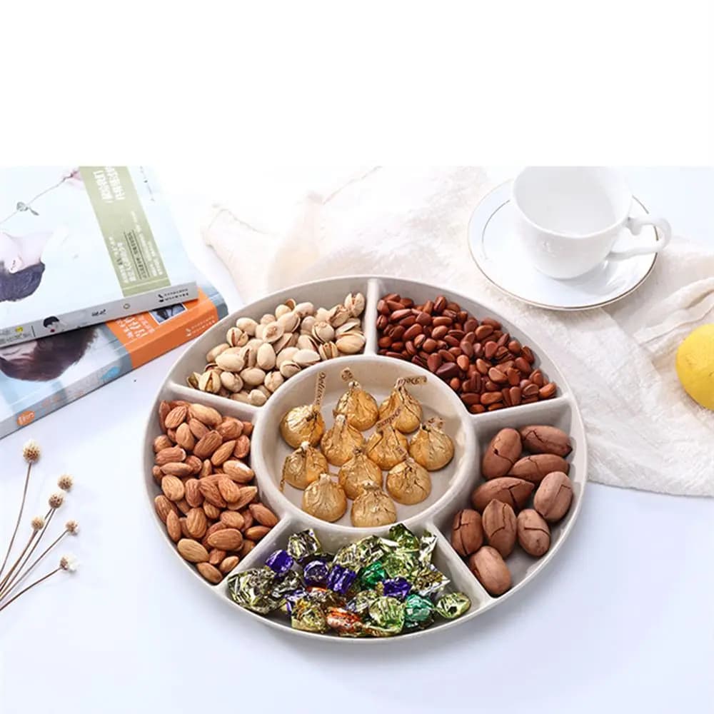 1 pz multifunzionale Design semplice Multi Grid vassoio frutta secca piatto di frutta vassoio Snack Desktop frutta organizzatore utensili da cucina