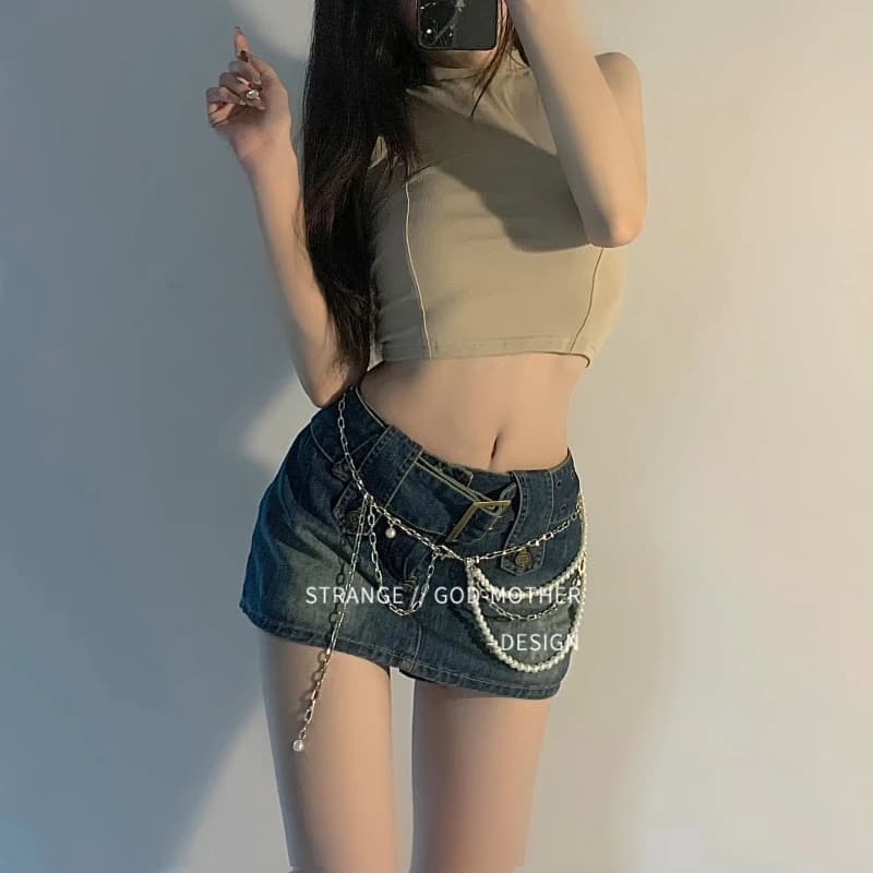 New cool girl retro pearl waist chain female summer decorative chain jeans belt accessories Hanfu with skirt body chain belt