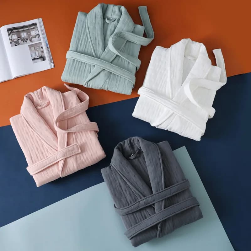 100% cotton Robe Lovers 6 layers gauze clothes for home Kimono Robe woman Bathrobe Lingerie Sexy nightdress Men's dress Basic hotel dresses