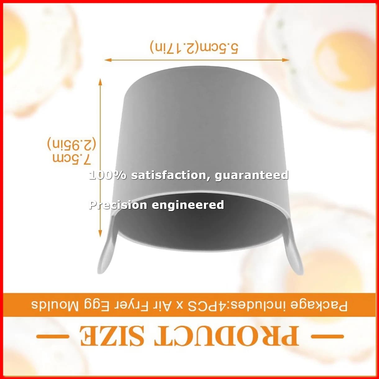 Set di 4 Ramekin per Friggitrice ad Aria, Stampi per Uova con Doppio Manico Riutilizzabili per Friggitrice ad Aria - ROWI