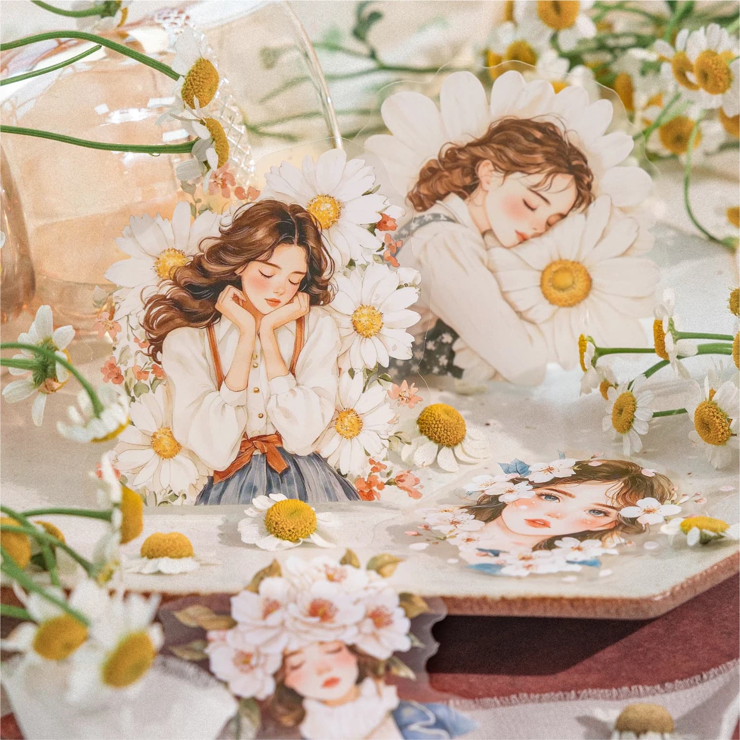 30 pcs/pack Flower Girl Stickers aesthetic Stick Labels Decorative Diary Album material Scrapbooking Supplies