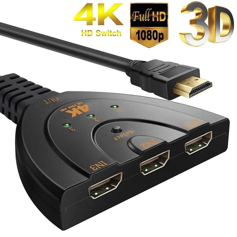 Switch compatibile HDMI 3 in 1 uscita Splitter HDTV 3 porte 4K/3D/1080P Plug & Play Switcher manuale per DVD HDTV Xbox PS4 PC