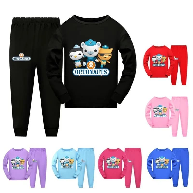 Set Pigiama con Stampa Cartoon Anime Octonauts, Maniche Lunghe e Pantaloni, Abbigliamento Casual per Casa, Regalo di Compleanno