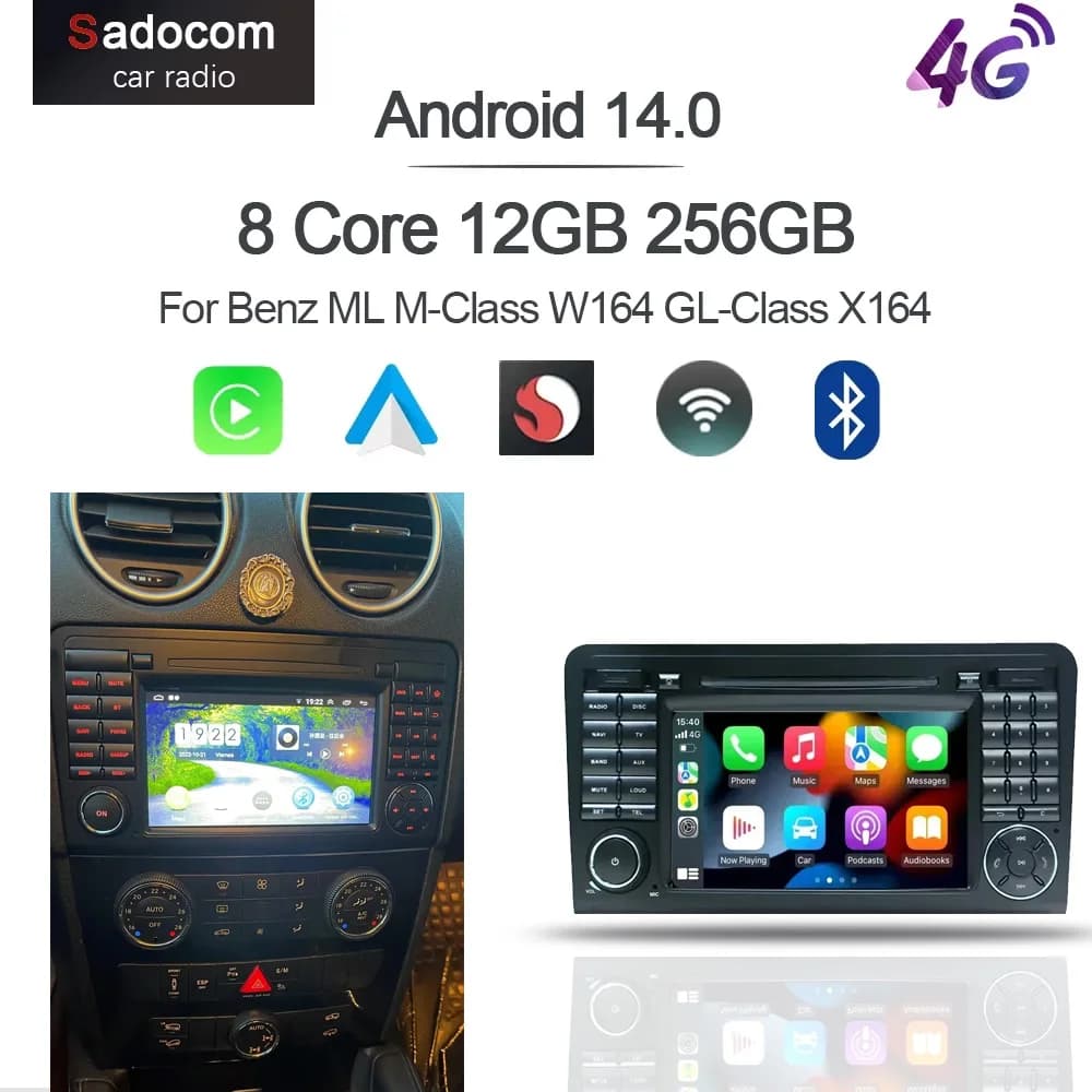7“ 360 12GB+256G Carplay DSP Android 14.0 Car Player GPS map WIFI Stereo Radio navigation For Benz ML M-Class W164 GL-Class X164