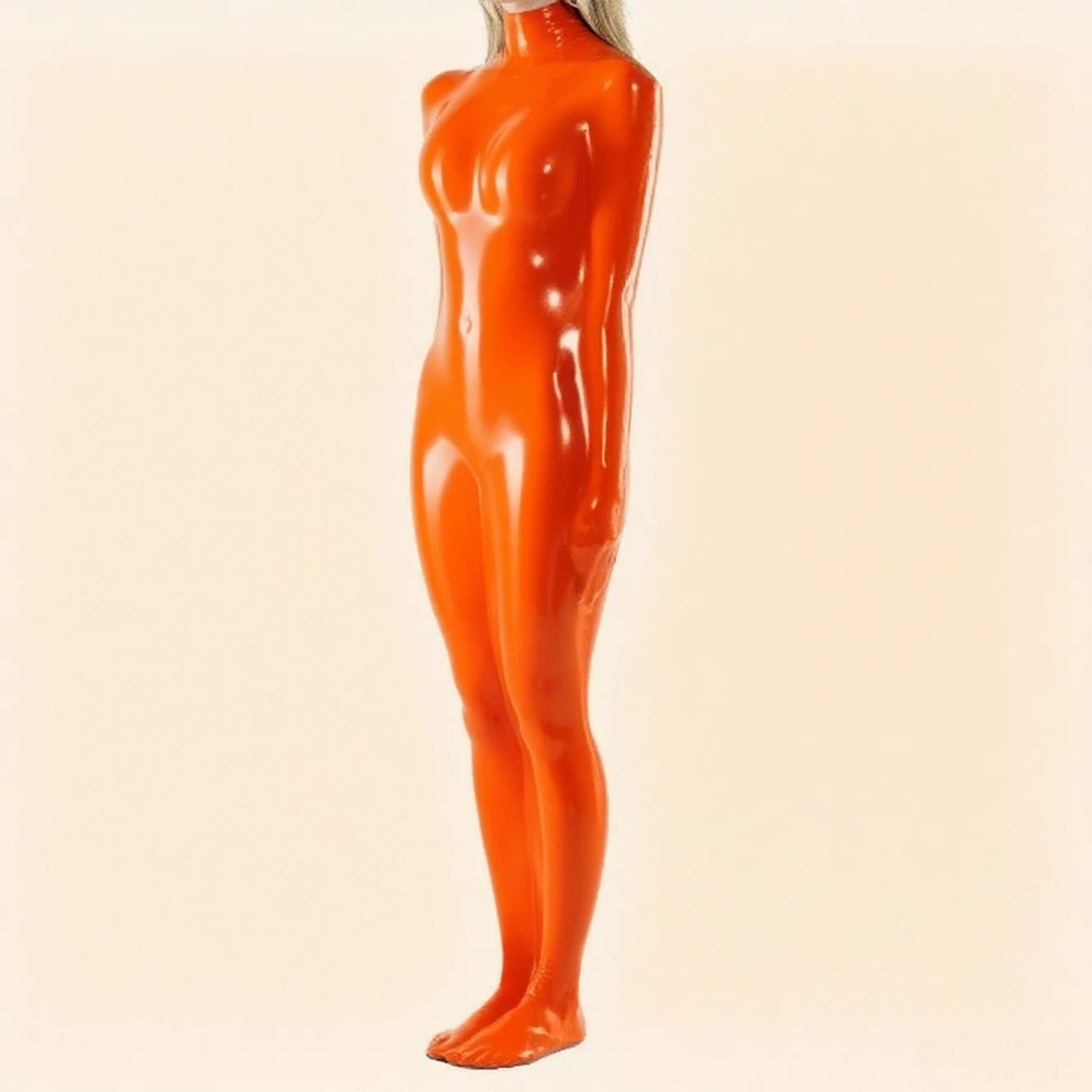 custom vacuum bags for body, entrance with vacuum neck, high quality sexy rubber handmade bag, orange latex cosplay