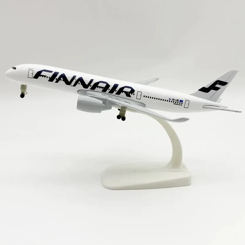 Modellino Aereo A350 Finnair in Scala 20CM, Kit in Metallo Pressofuso con Ruote, Collezione di Modelli di Aerei Finlandesi, Regalo